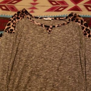 Grey with cheetah print sweater